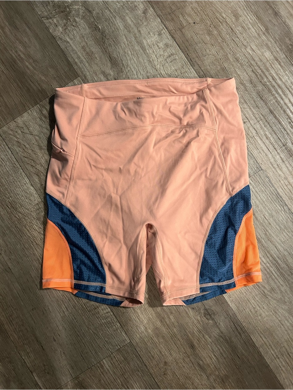 Fabletics pink, blue, and orange color-blocked shorts #activewear #colorblock